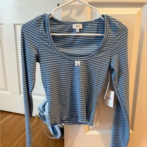 LA Hearts Blue Striped Women's Top